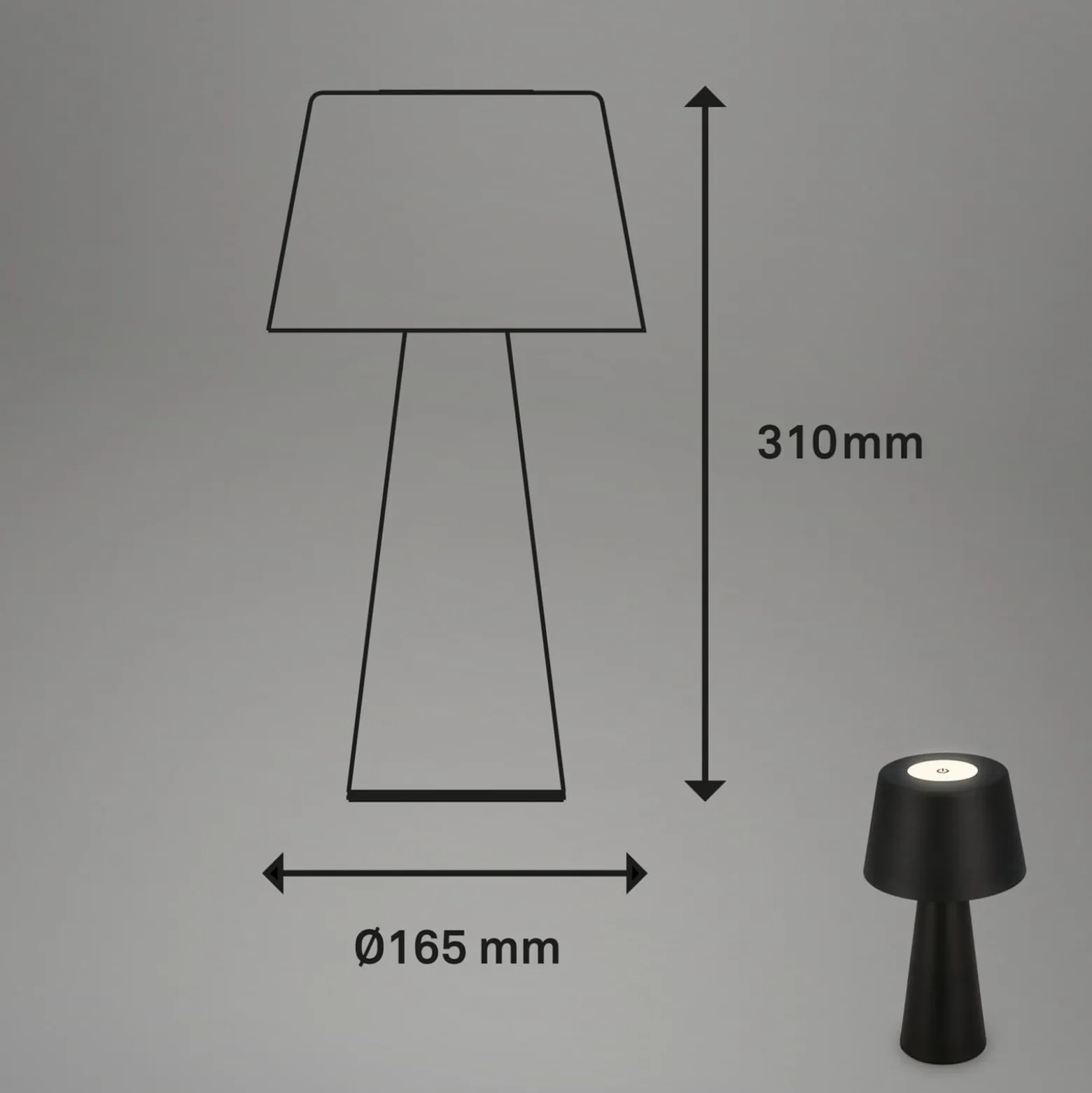Kihi LED-pöytävalaisin ladattavalla akulla, musta