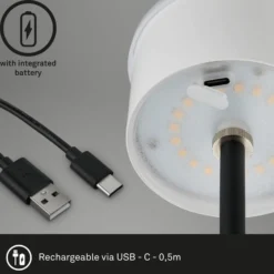 Kiki LED ladattava pöytävalaisin, antiikkihopea, IP44, 3 000K