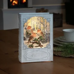 Kirja ja linnut -LED-koristevalaisin, vesilyhty