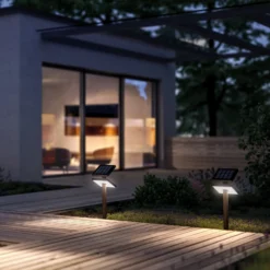 KLEWE LED-aurinkovalaisin HELIOSTEPPER, antrasiitti, maapiikki, IP65
