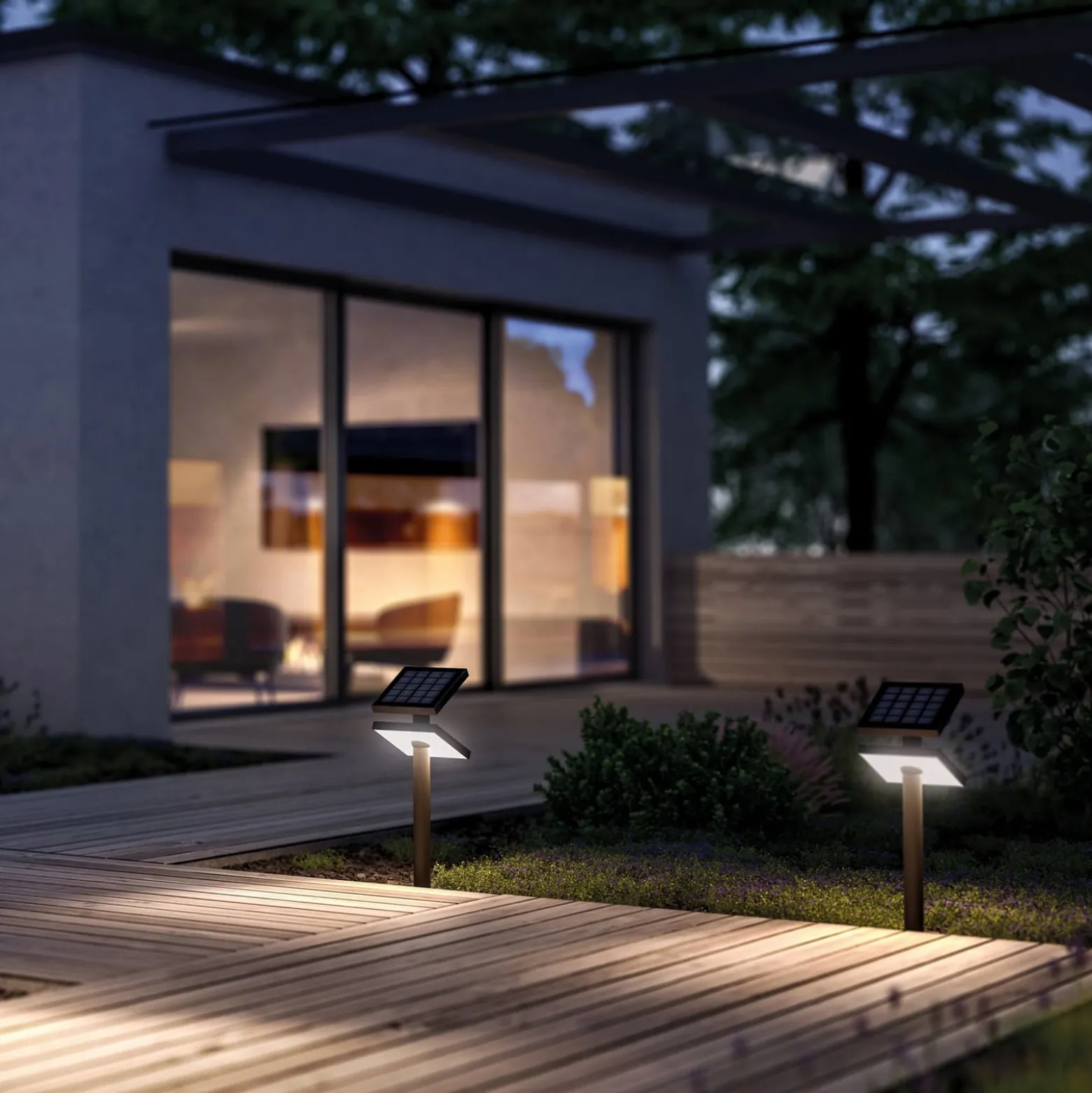 KLEWE LED-aurinkovalaisin HELIOSTEPPER, antrasiitti, maapiikki, IP65