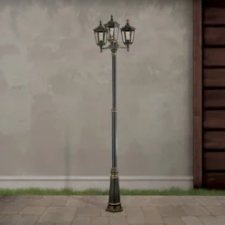 Kolmilamppuinen lyhtypylväs Fabio, 255 cm