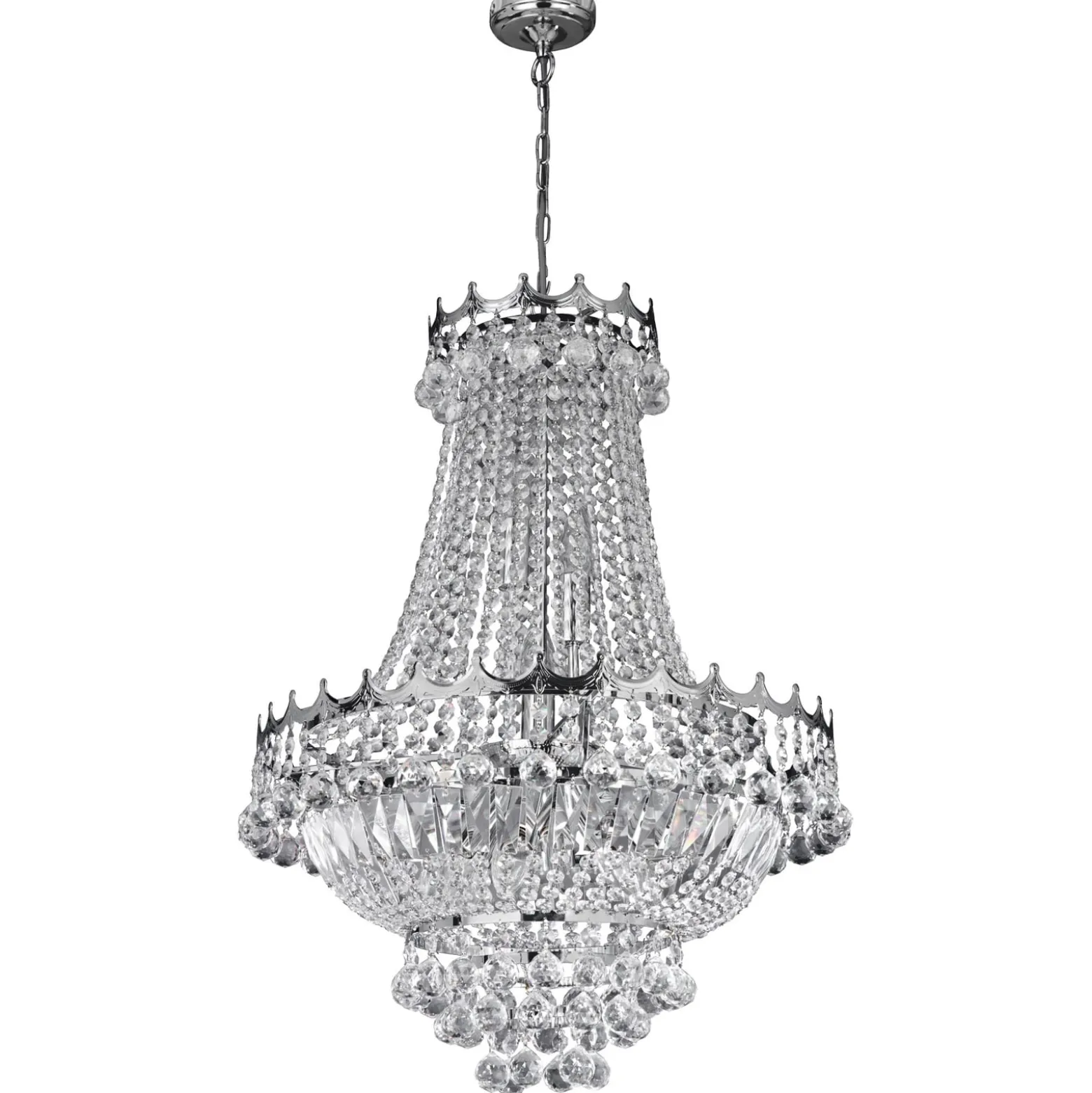 Kristallikattokruunu Versailles, kromi, 55 cm