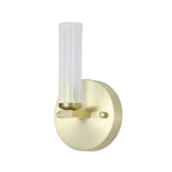 Kylpyhuoneen LED-seinälamppu Aberdeen, korkeus 24 cm, messinkivärinen metalli