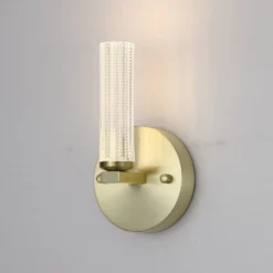 Kylpyhuoneen LED-seinälamppu Aberdeen, korkeus 24 cm, messinkivärinen metalli