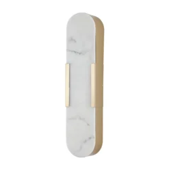 Kylpyhuoneen LED-seinälamppu Opaline, korkeus 50 cm, kullanvärinen