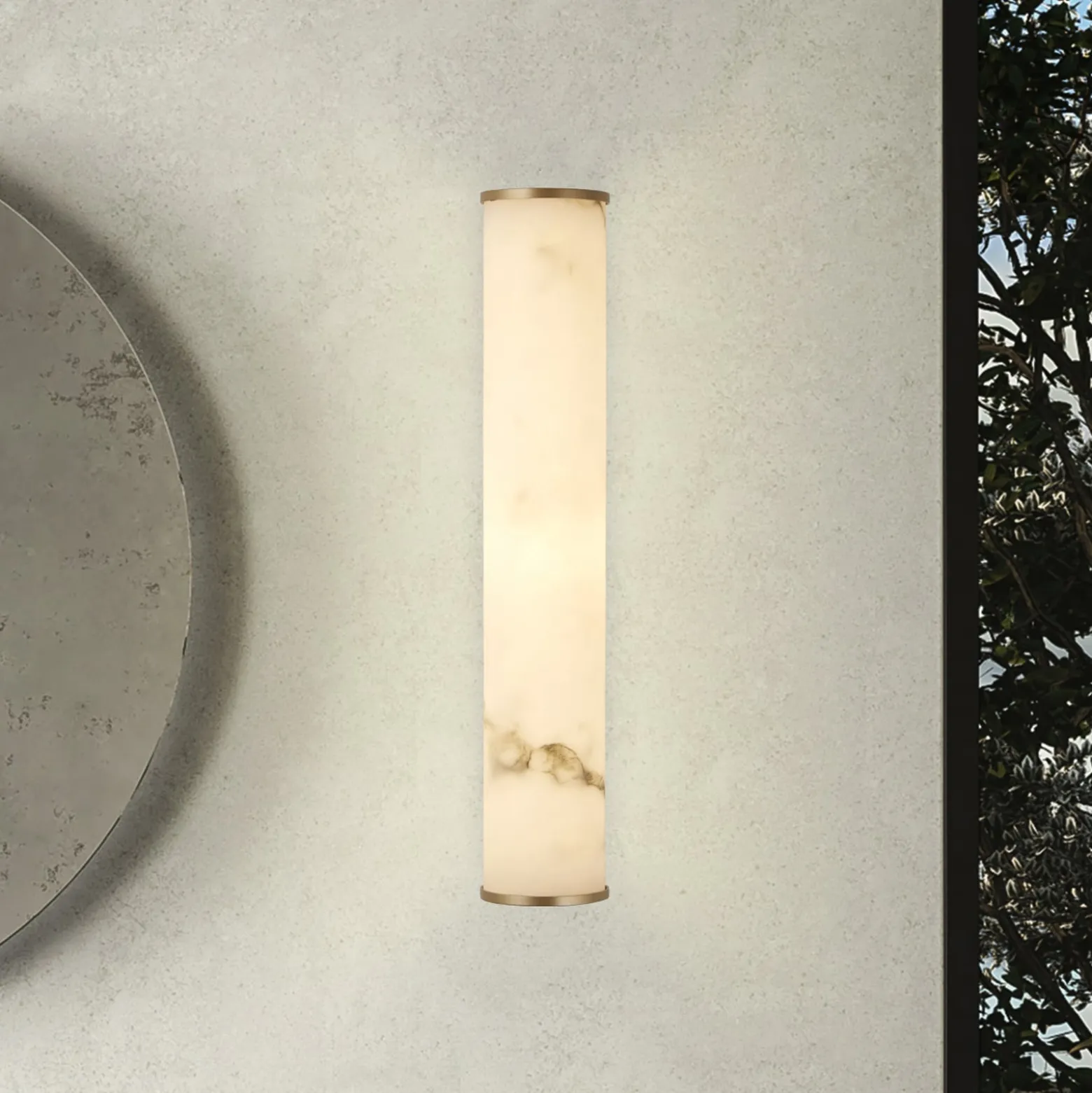 Kylpyhuoneen LED-seinälamppu Wales, kulta/marmoroitu, 35 cm teräs/hartsi