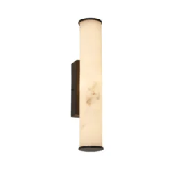 Kylpyhuoneen LED-seinälamppu Wales musta/marmoroitu 35 cm teräs/hartsi