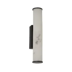 Kylpyhuoneen LED-seinälamppu Wales musta/marmoroitu 35 cm teräs/hartsi