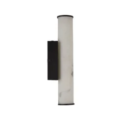 Kylpyhuoneen LED-seinälamppu Wales musta/marmoroitu 35 cm teräs/hartsi