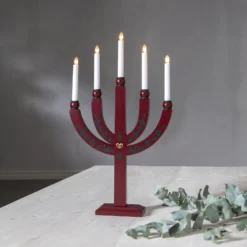Kynttilänjalka Elias Tradition viisi liekkiä punainen
