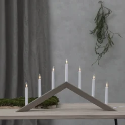 Kynttilänjalka Nuoli, litteä, 7-liekkinen, harmaa