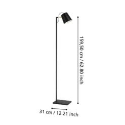 Lacey lattiavalaisin, korkeus 159,5 cm, musta, teräs