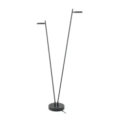 Ladattava LED-lattiavalaisin Round Move, 2-valo musta 142 cm CCT himmeä 142 cm