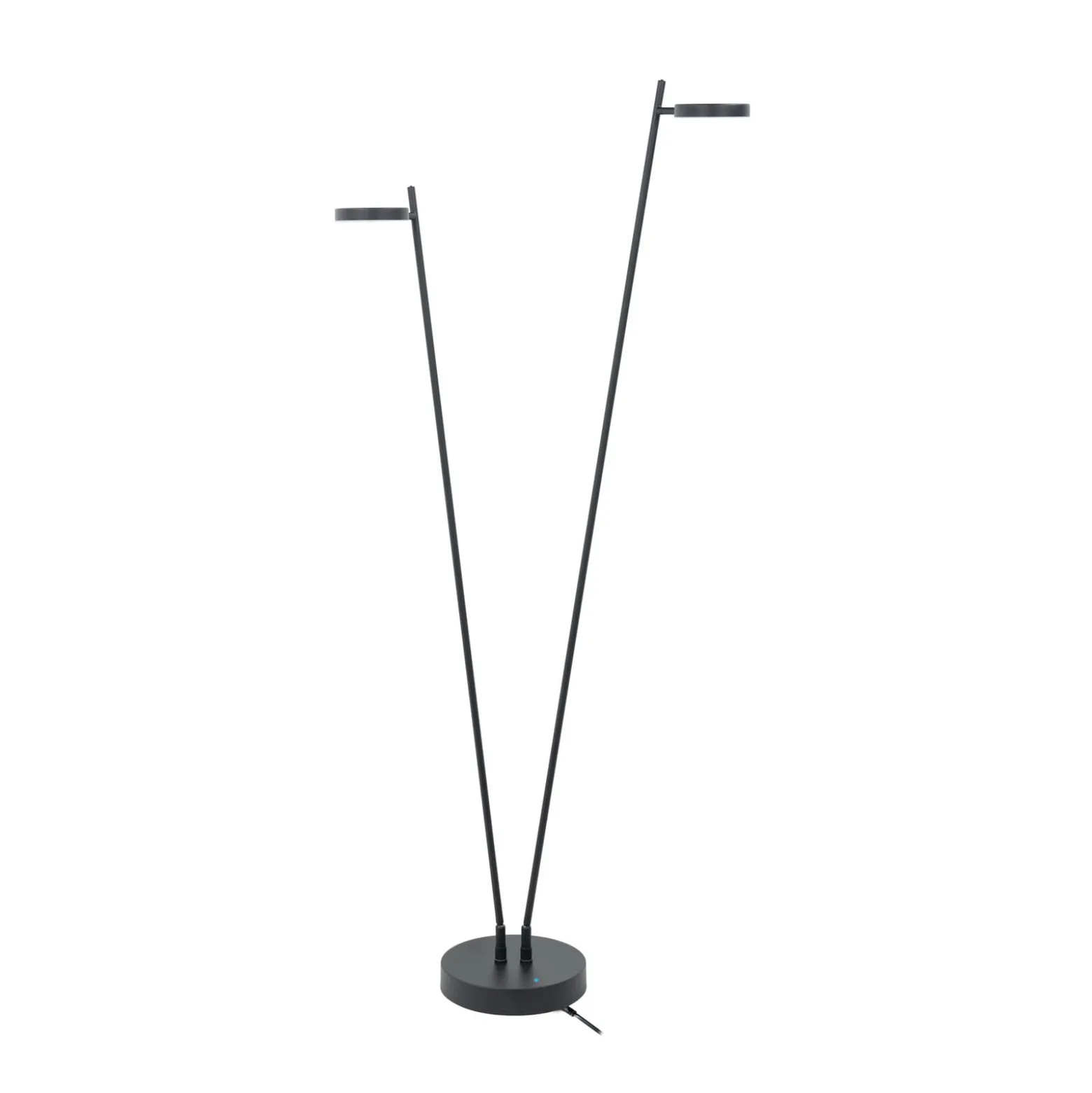 Ladattava LED-lattiavalaisin Round Move, 2-valo musta 142 cm CCT himmeä 142 cm