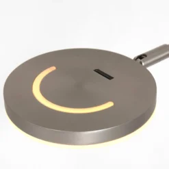 Ladattava LED-lattiavalaisin Soleil, teräksenvärinen, metalli, himmennin