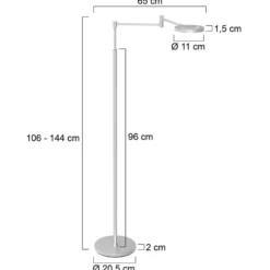 Ladattava LED-lattiavalaisin Soleil, teräksenvärinen, metalli, himmennin