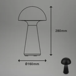 Ladattava LED-pöytävalaisin Fungo, ladattava, musta