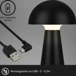 Ladattava LED-pöytävalaisin Fungo, ladattava, musta