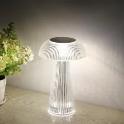 Ladattava LED-pöytävalaisin Gixi, hopeanvärinen, korkeus 25 cm, CCT-arvo