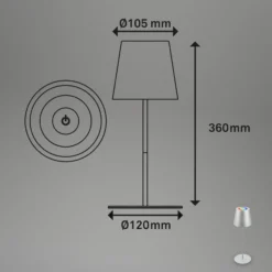 Ladattava LED-pöytävalaisin 7507015 kromi matta RGBW IP44 kosketushimmennin