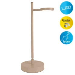 Ladattava LED-pöytävalaisin Lupa, beige, korkeus 45 cm, metallinen touchdim