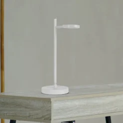 Ladattava LED-pöytävalaisin Lupa, valkoinen, korkeus 45 cm, metalli,