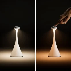 Ladattava LED-pöytävalaisin Nudrop mini, grafiitinharmaa, IP54, himmennettävissä