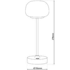 Ladattava LED-pöytävalaisin Pina valkoinen Korkeus 27,8 cm metalli/lasi