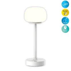 Ladattava LED-pöytävalaisin Pina valkoinen Korkeus 27,8 cm metalli/lasi