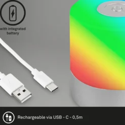 Ladattava LED-pöytävalaisin Smal, kromi, RGBW, muovia, 7 cm