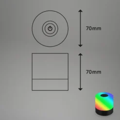 Ladattava LED-pöytävalaisin Smal, musta, RGBW, muovia, 7 cm