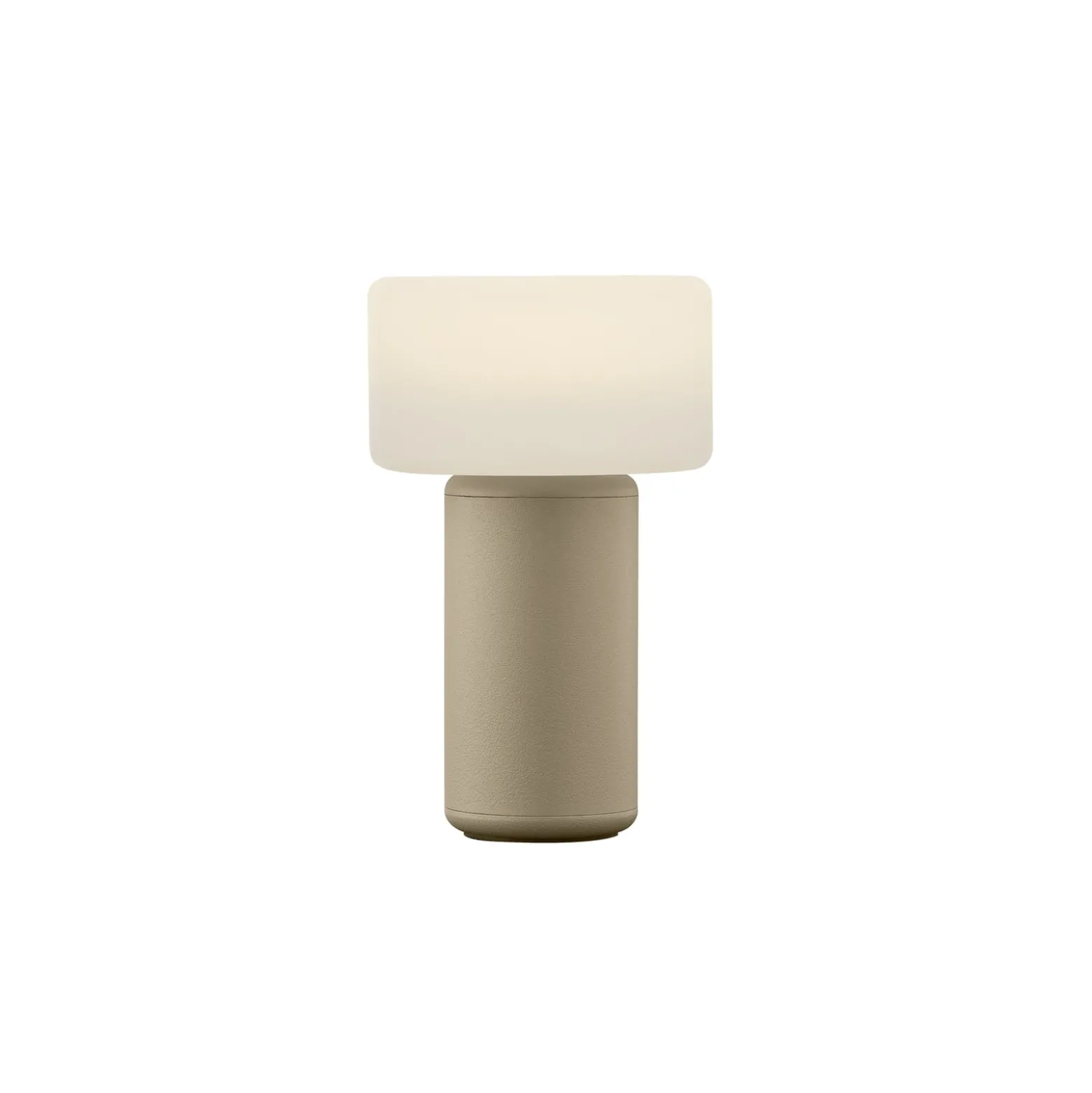 Ladattava LED-pöytävalaisin Tiny-B, hiekanvärinen, korkeus 13 cm, IP54
