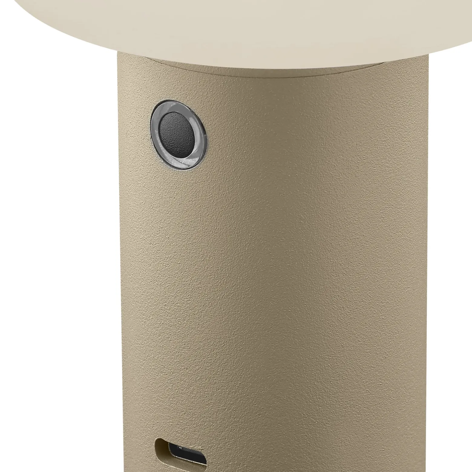 Ladattava LED-pöytävalaisin Tiny-B, hiekanvärinen, korkeus 13 cm, IP54