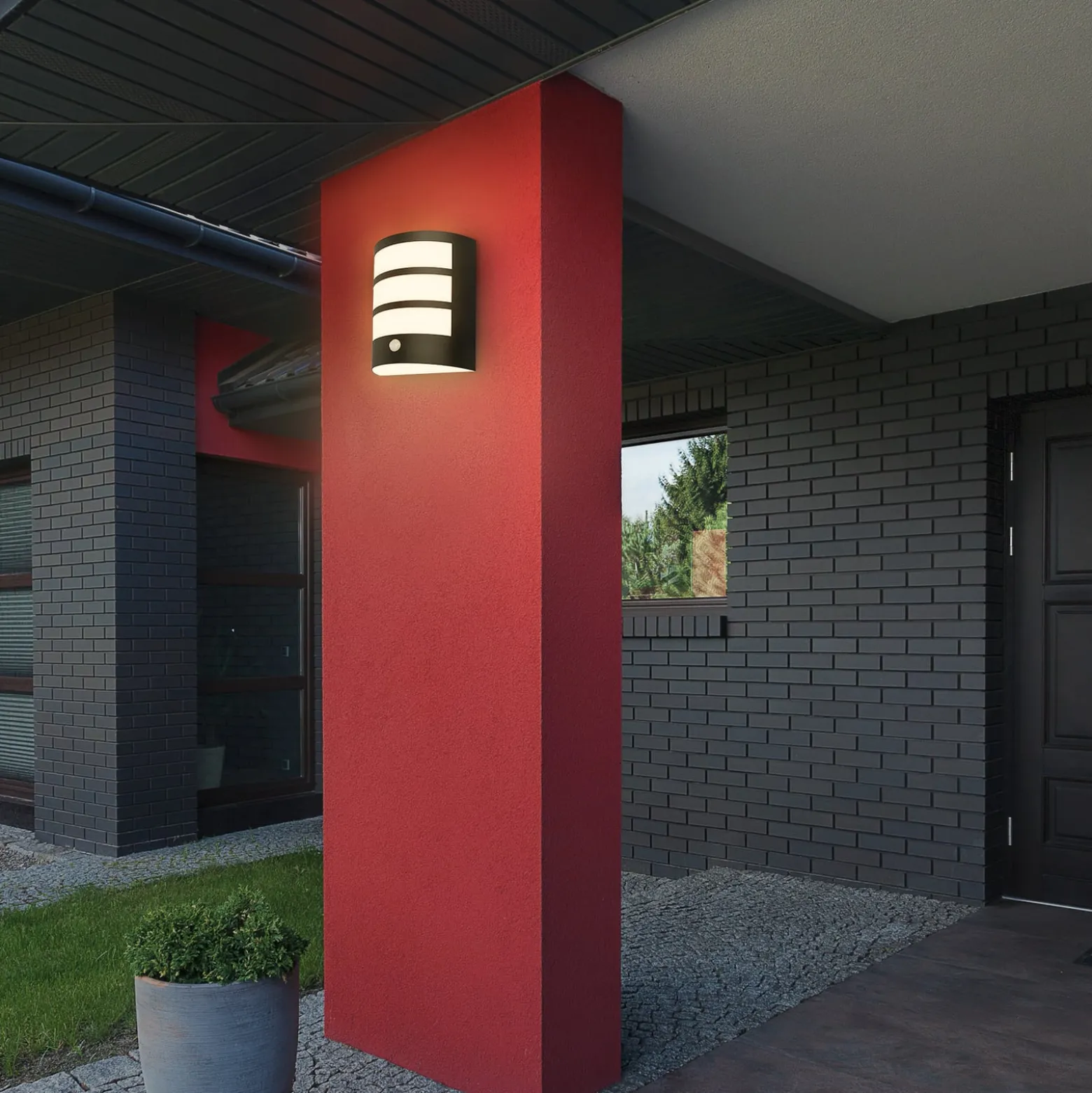 Ladattava LED-ulkoseinävalaisin 3795015, musta, anturi, IP44