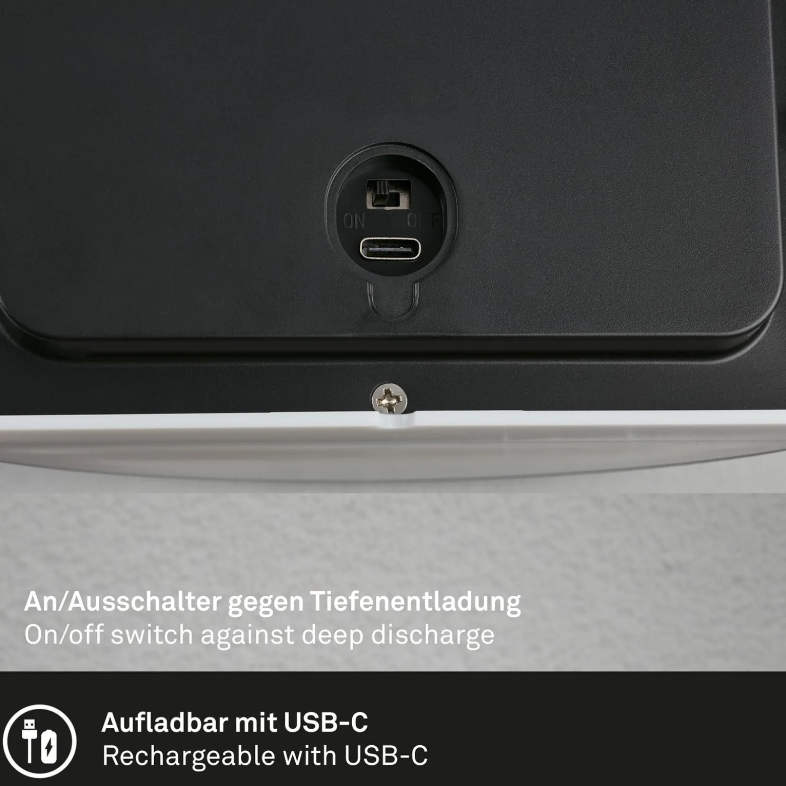 Ladattava LED-ulkoseinävalaisin 3795015, musta, anturi, IP44