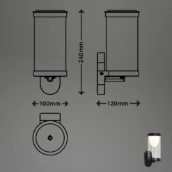 Ladattava LED-ulkoseinävalaisin 3930015, musta, kosketushimmennin