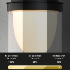 Ladattava LED-ulkoseinävalaisin 3930015, musta, kosketushimmennin