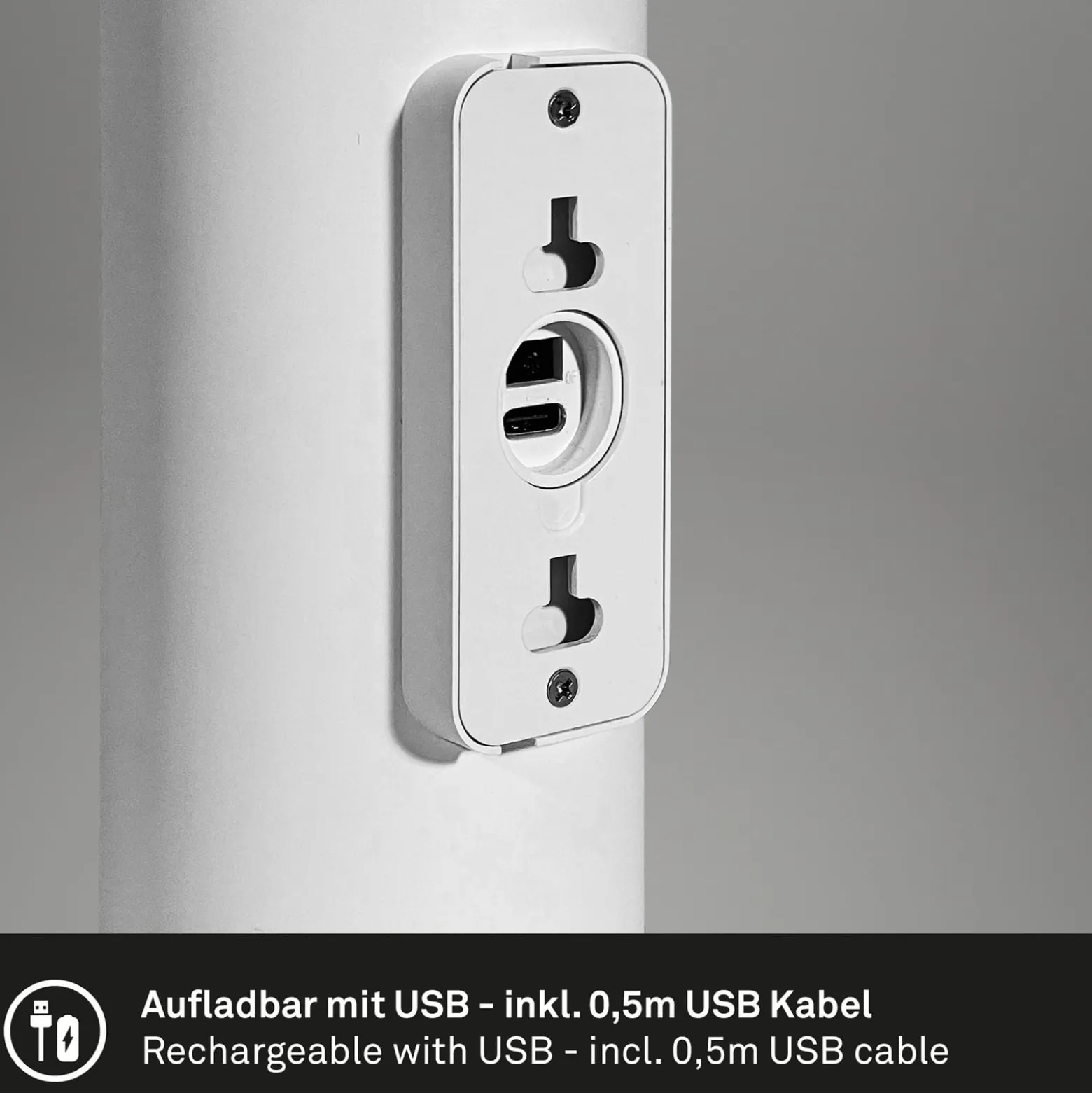 Ladattava LED-ulkoseinävalaisin 3786016, valkoinen, kosketushimmennin, ylös/alas