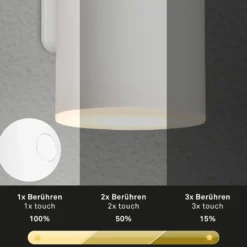 Ladattava LED-ulkoseinävalaisin 3786016, valkoinen, kosketushimmennin, ylös/alas