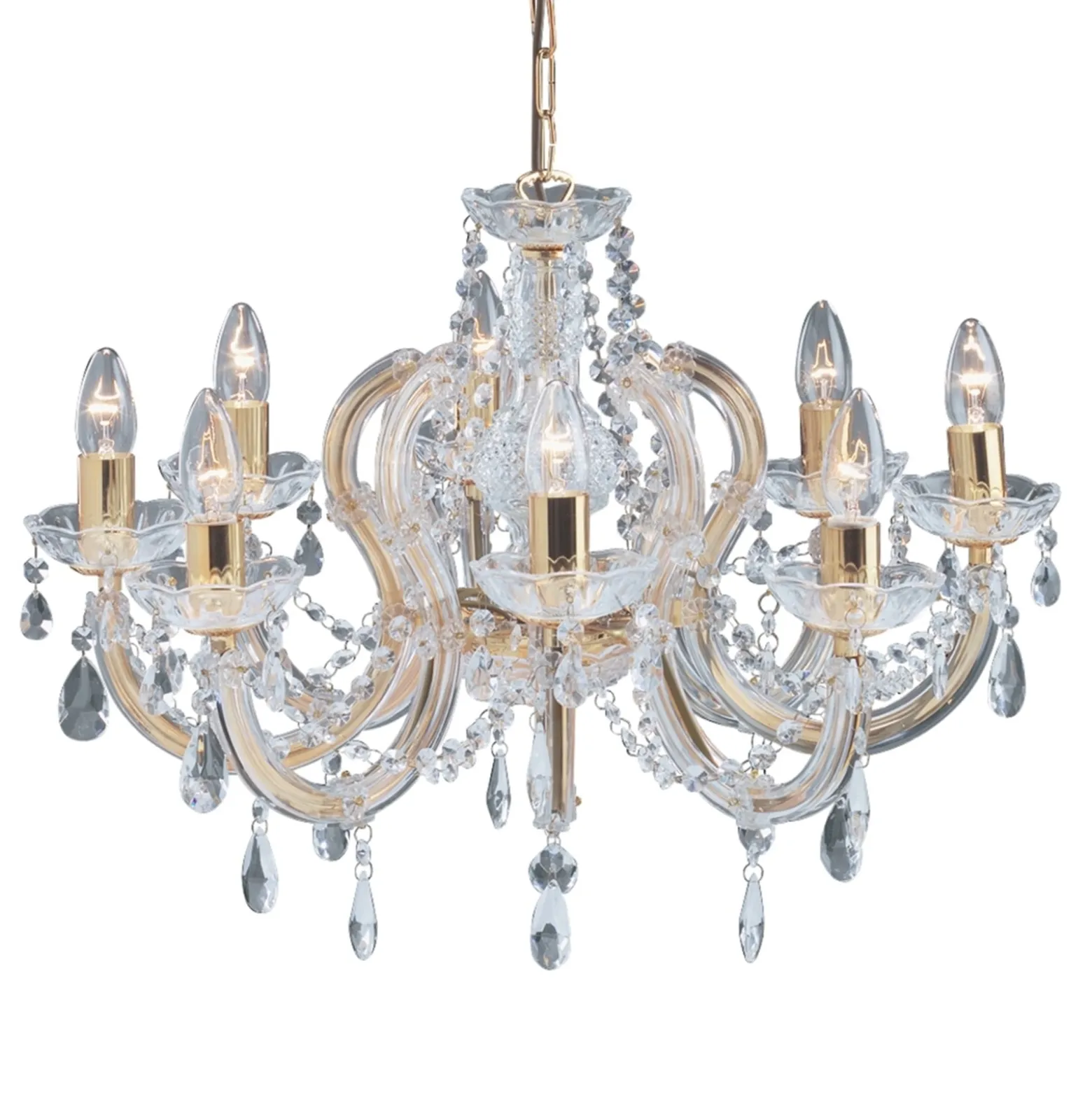 8-lamp. messinkinen MARIE THERESE -kattokruunu
