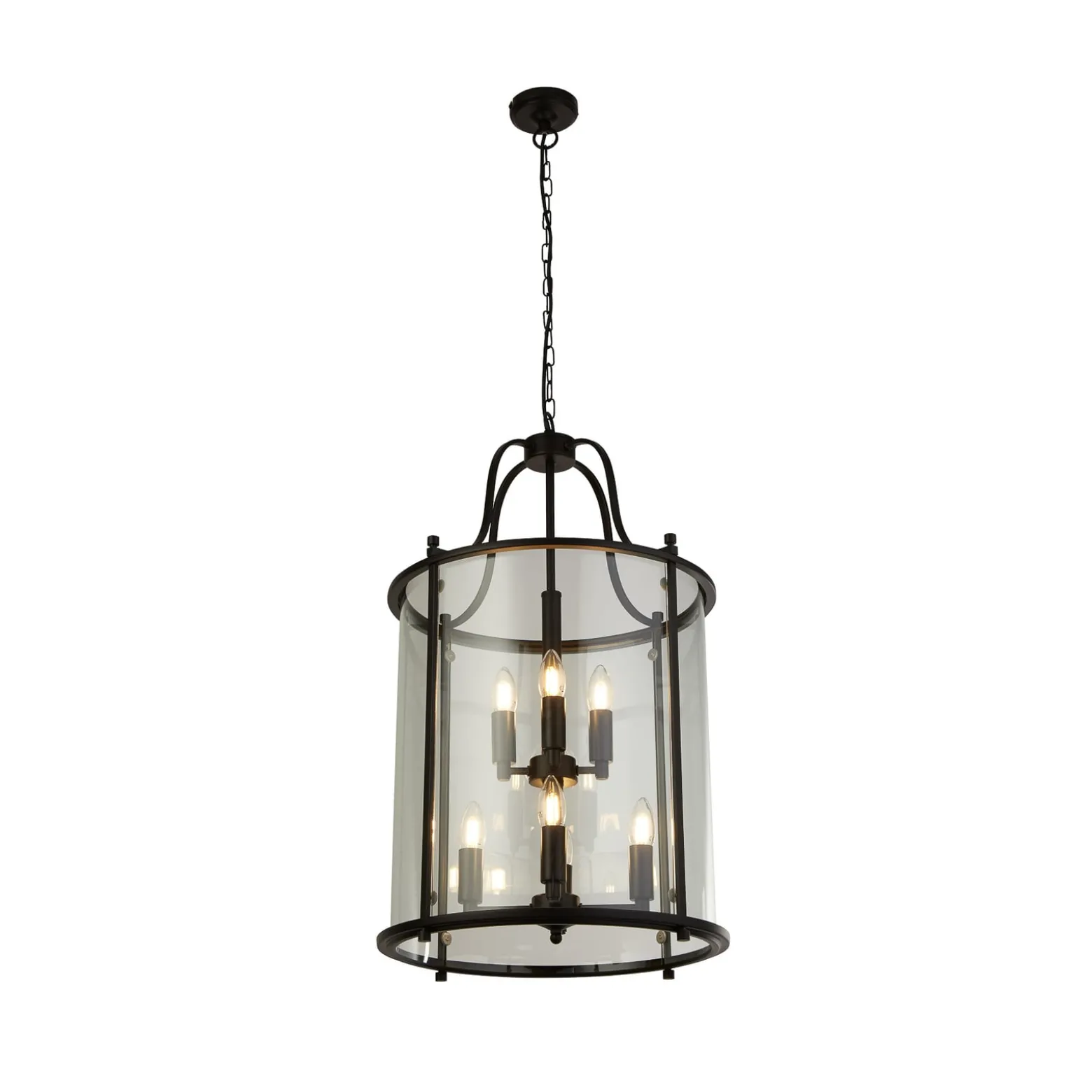 Lantern Grande riippuvalaisin, musta/selkeä, lasi, E14