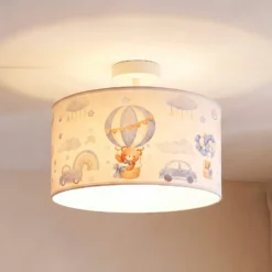 Lasten kattovalaisin Kids Print, vaaleansininen/valkoinen, Ø35 cm, tekstiili
