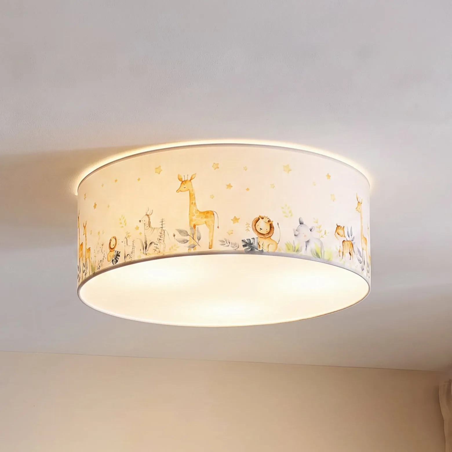 Lasten kattovalaisin Kids Print, värikäs/valkoinen, Ø50 cm, tekstiili