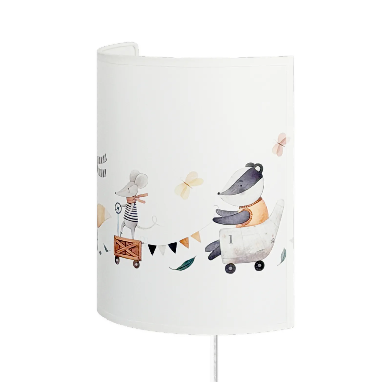 Lasten seinälamppu Kids Print, valkoinen/värikäs, 24 cm, pistokkeella,
