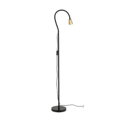 Lattiavalaisin Dotty, messinkivärinen, korkeus 145 cm, joustava varsi, GU10