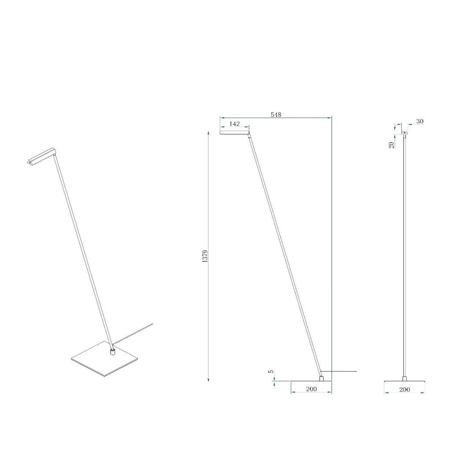 Lavale LED-lattiavalaisin, valkoinen, himmennettävä, korkeus 138 cm