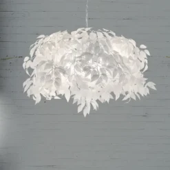 Leavy-riippuvalaisin, kromi/valkoinen, Ø 70 cm, muovia