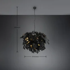 Leavy-riippuvalaisin, musta/kulta, Ø 70 cm, muovia