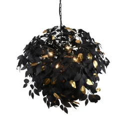 Leavy-riippuvalaisin, musta/kulta, Ø 70 cm, muovia